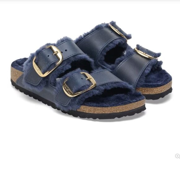 Arizona Big Buckle Shearling Oiled Leather - Midnight Blue Size 8 NEW IN BOX 😍 - Picture 1 of 11